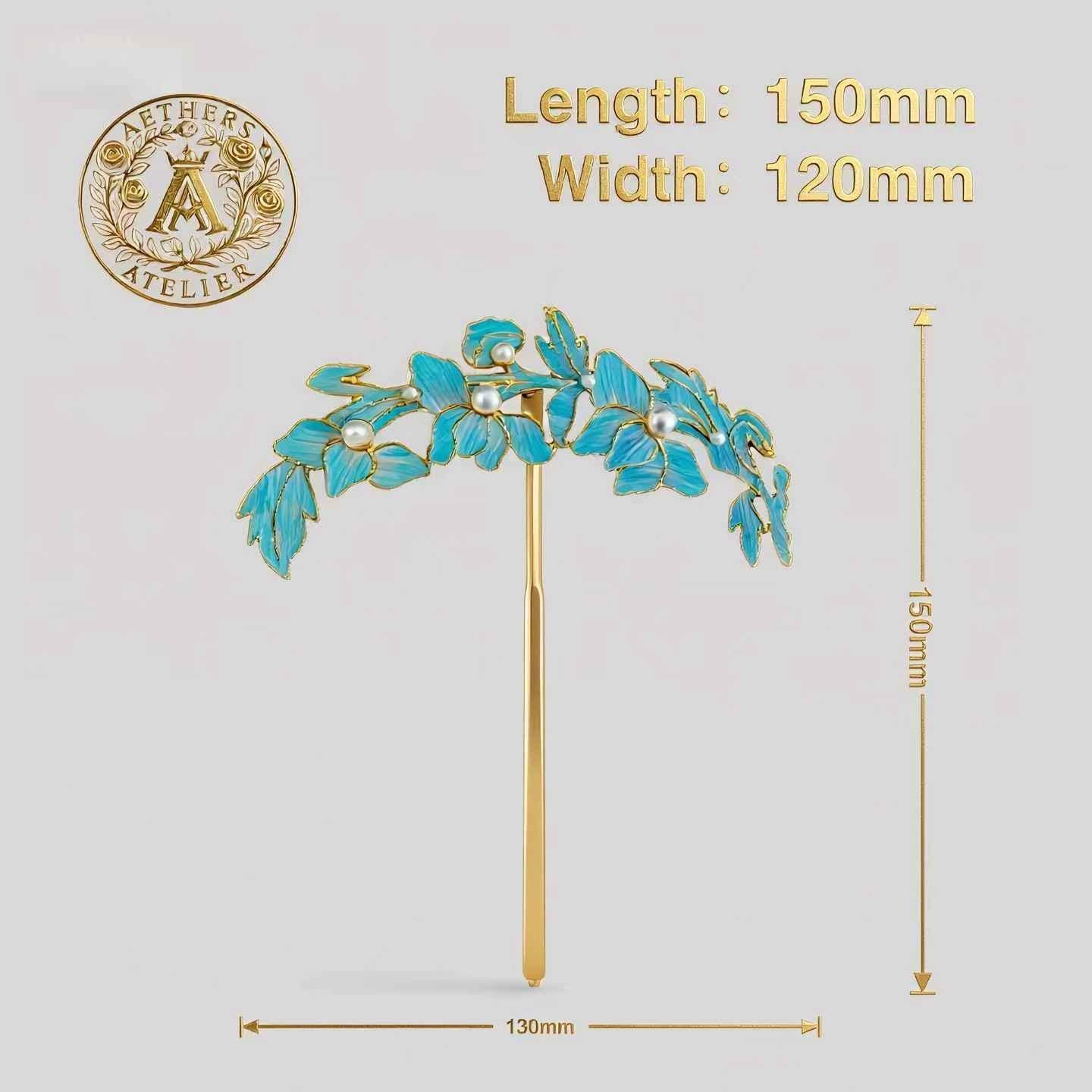 Orchid Hair Stick with Pearls, Dian Cui / Tian Tsui Art, Chinoiserie Floral Hairpin, Elegant Gift for Her