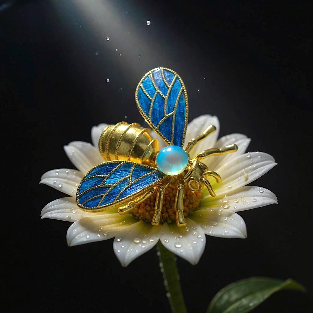 Queen Bee Brooch with Agate, Handmade Nature Inspired Insect Pin, Good Luck Charm, Meaningful Gift for Her