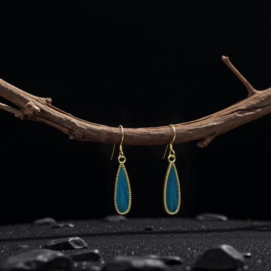 Elegant Diancui Peacock Feather Earrings - Customizable Minimalist Jewelry
