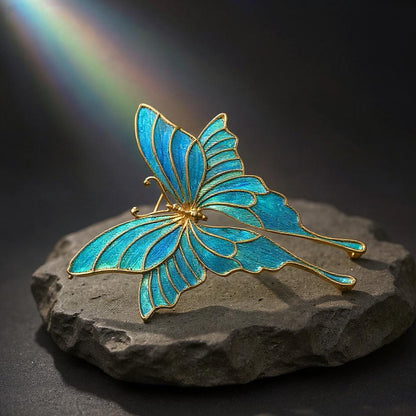 Butterfly Brooch in Peacock Feather