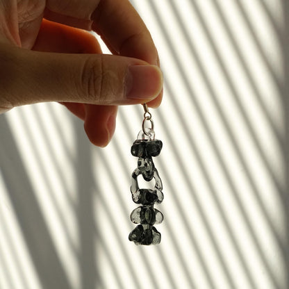 Black Spine Glass Drop Earrings
