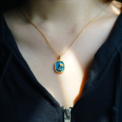 Peacock Feather Rose Necklace