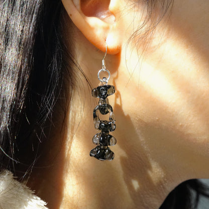 Black Spine Glass Drop Earrings