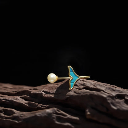 Peacock Feather Pearl Ring
