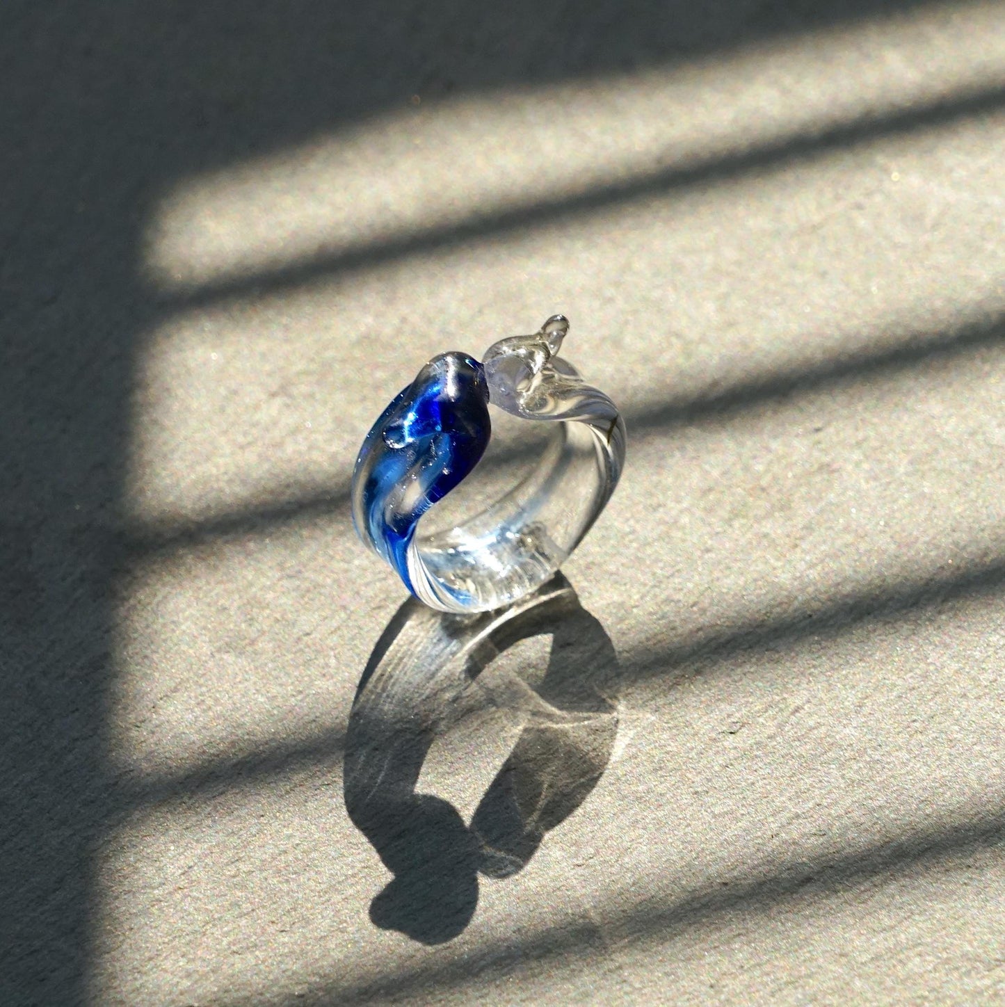 Handmade Glass Kissing Birds Ring, Lampwork Borosilicate Swan Jewelry, Red or Blue Promise Ring, Friendship Gift, Best Friend Gift