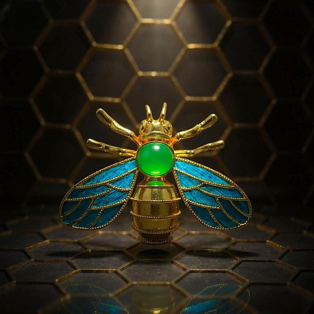 Queen Bee Brooch with Agate, Handmade Nature Inspired Insect Pin, Good Luck Charm, Meaningful Gift for Her