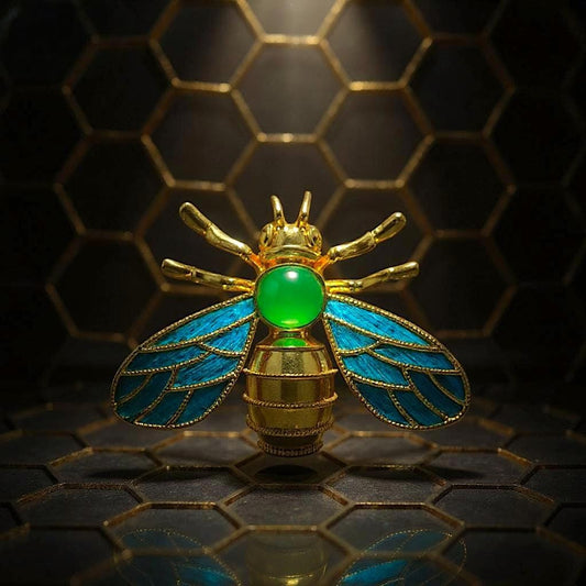Queen Bee Brooch with Agate, Handmade Nature Inspired Insect Pin, Good Luck Charm, Meaningful Gift for Her