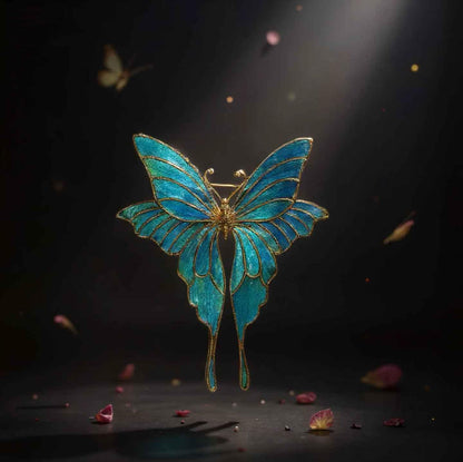 Butterfly Brooch in Peacock Feather