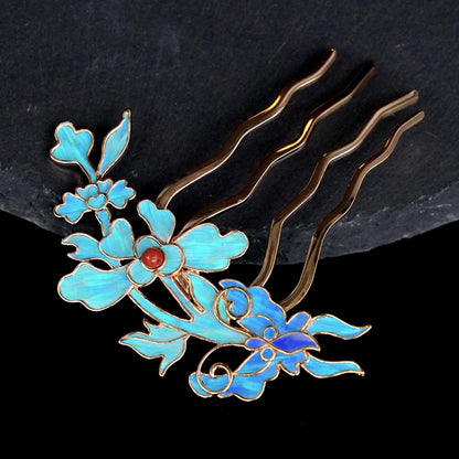 Iris Hairpin with Red Agate