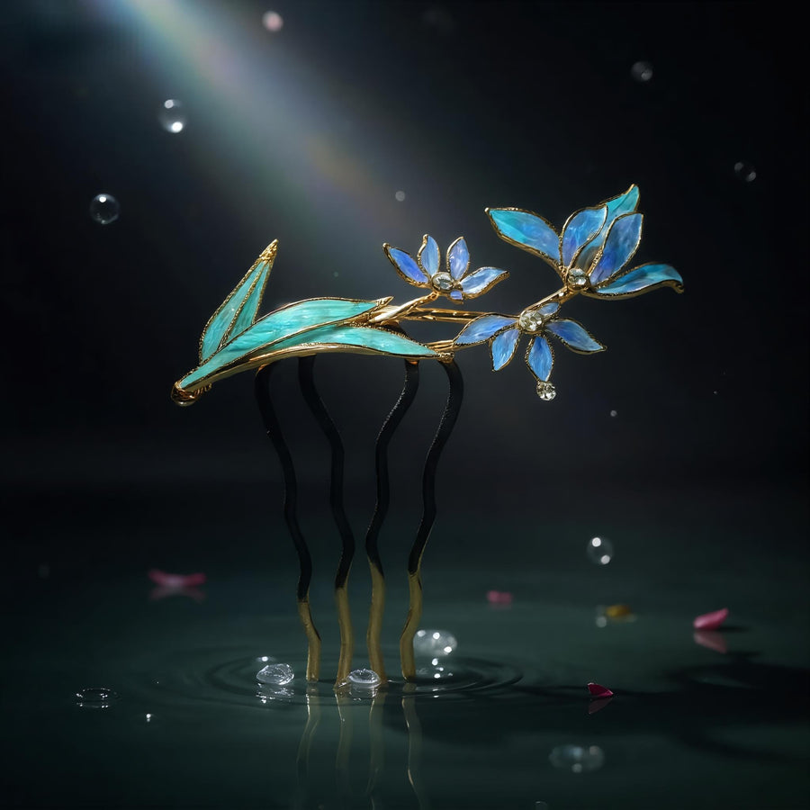 Blue Iris Hair Comb