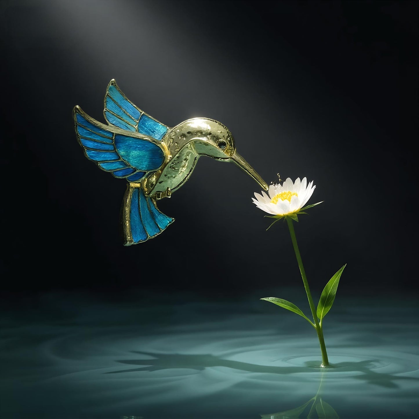 Hummingbird Brooch Pin With Peacock Feather, Vintage Gold Bird Jewelry, Unique Nature Lover Gift for Her