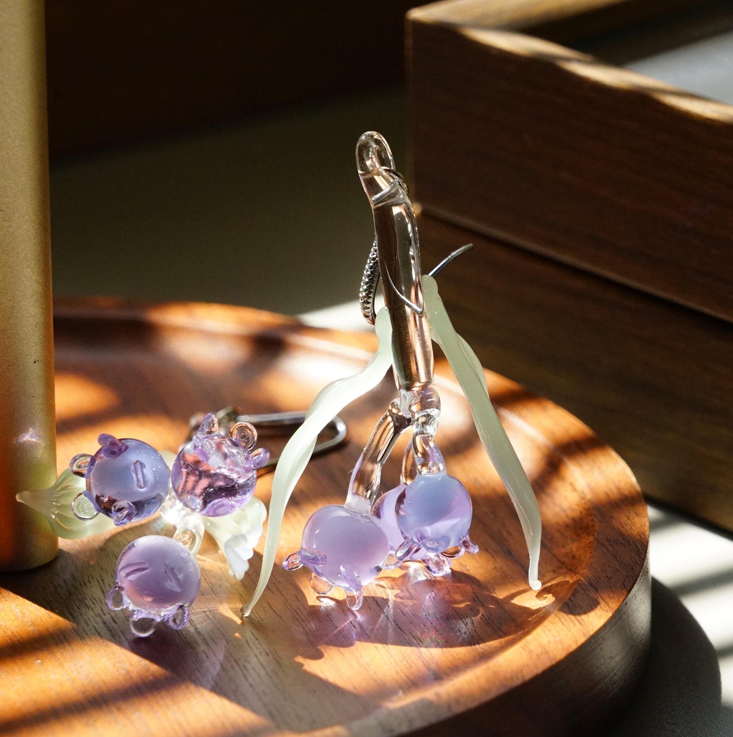 Lily of the Valley Lampwork Glass Earrings - Handmade Dainty Floral Dangles - Unique Botanical Garden Gift