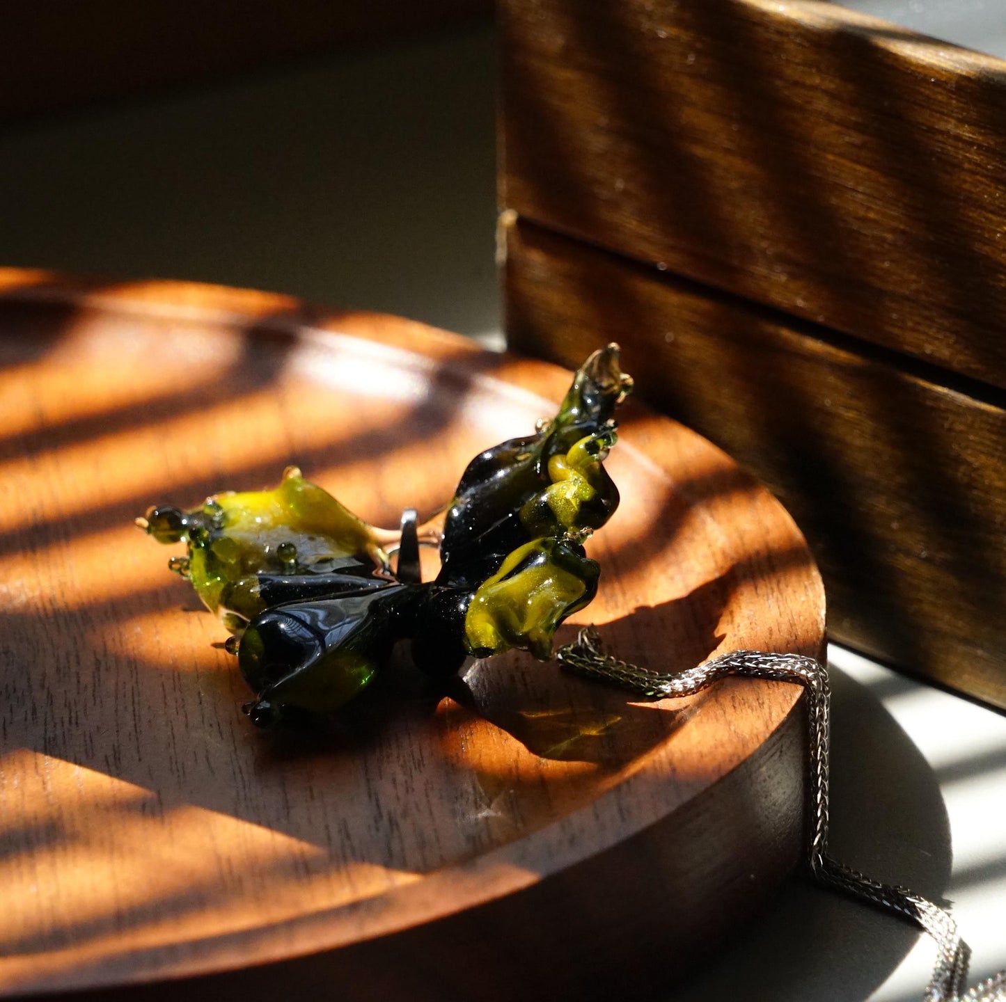 Lampwork Glass Butterfly Necklace, Hand Blown Glass Pendant, Sterling Silver / 18K Gold Plated Chain, Nature Inspired Gift for Her