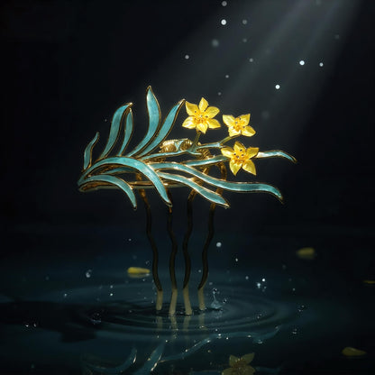 Daffodil Feather Hair Comb