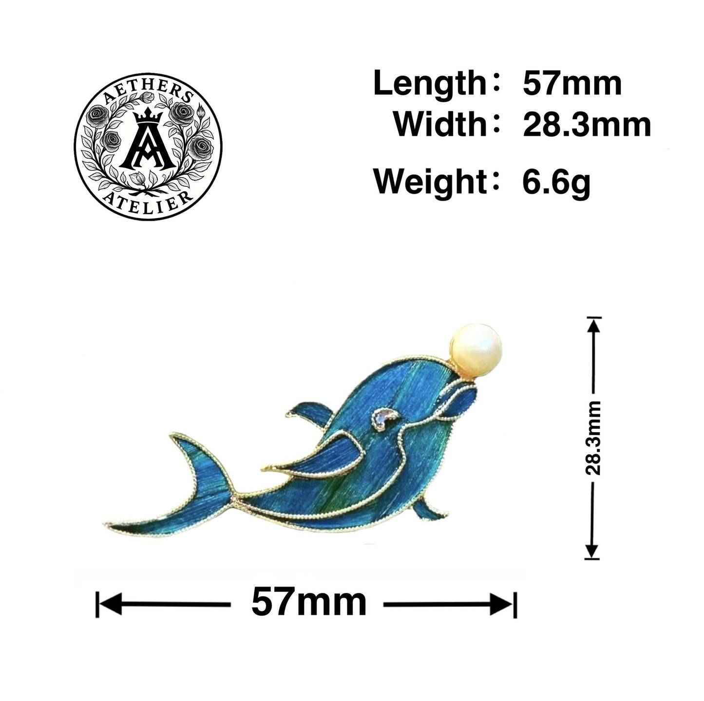 Dolphin Brooch with Pearl, Ocean Guardian Art Pin, Oceanic Collector's Art, Statement Marine Jewelry, Meaningful Gift for Her