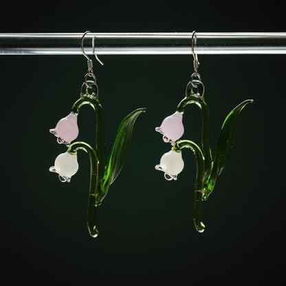 Pink & White Lily of the Valley Earrings
