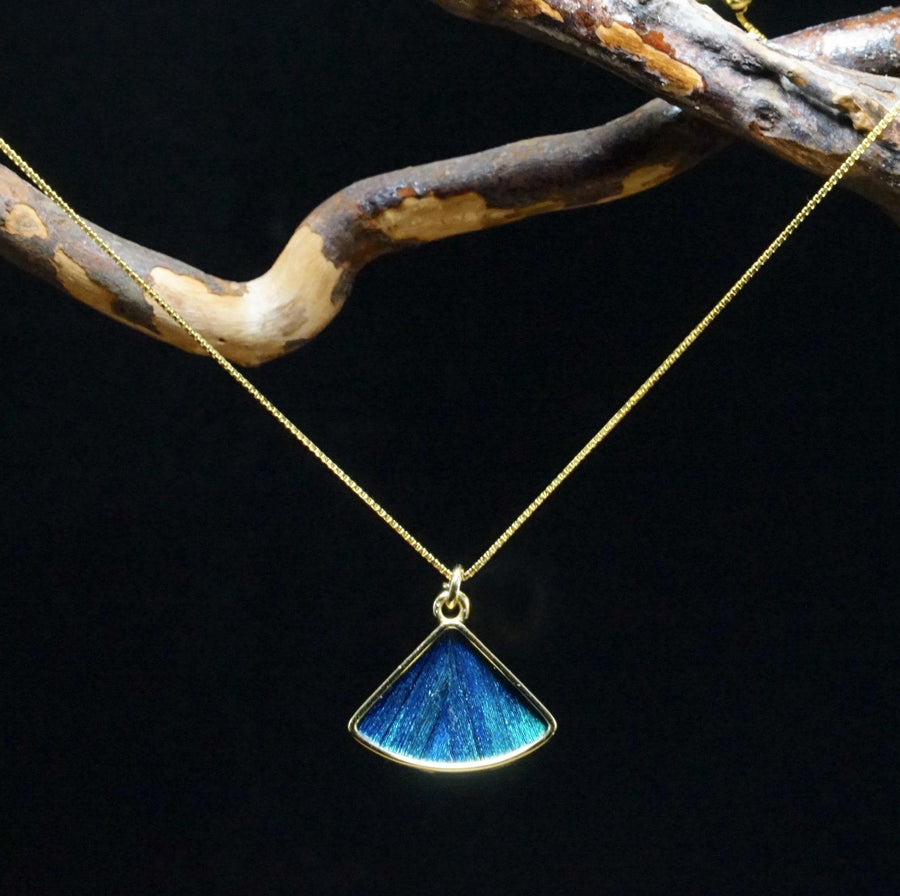 Blue Feather Pendant Necklace