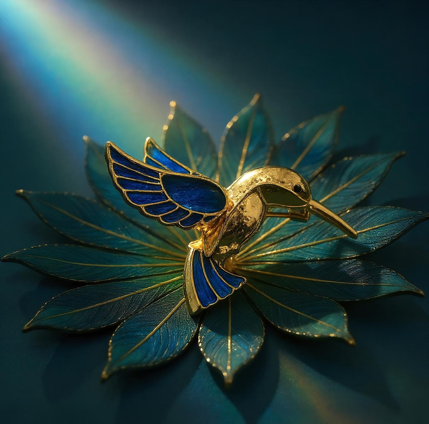 Hummingbird Brooch Pin With Peacock Feather, Vintage Gold Bird Jewelry, Unique Nature Lover Gift for Her