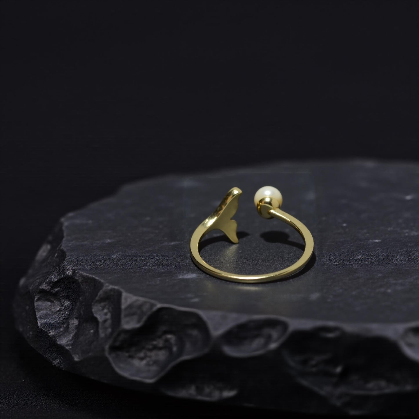 Kingfisher craft ring-Peacock feather, Mermaid pearl ring, Adjustable ring