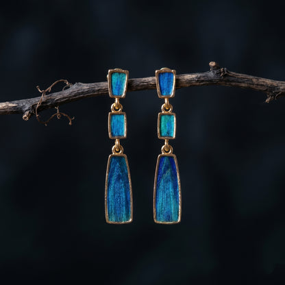 Art Deco Peacock Feather Earrings