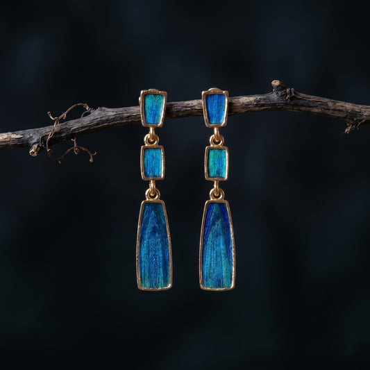 Art Deco Peacock Feather Earrings