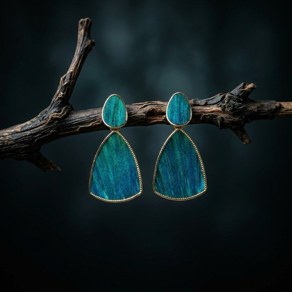 Art Deco Peacock Feather Dangles