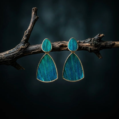 Art Deco Peacock Feather Dangles