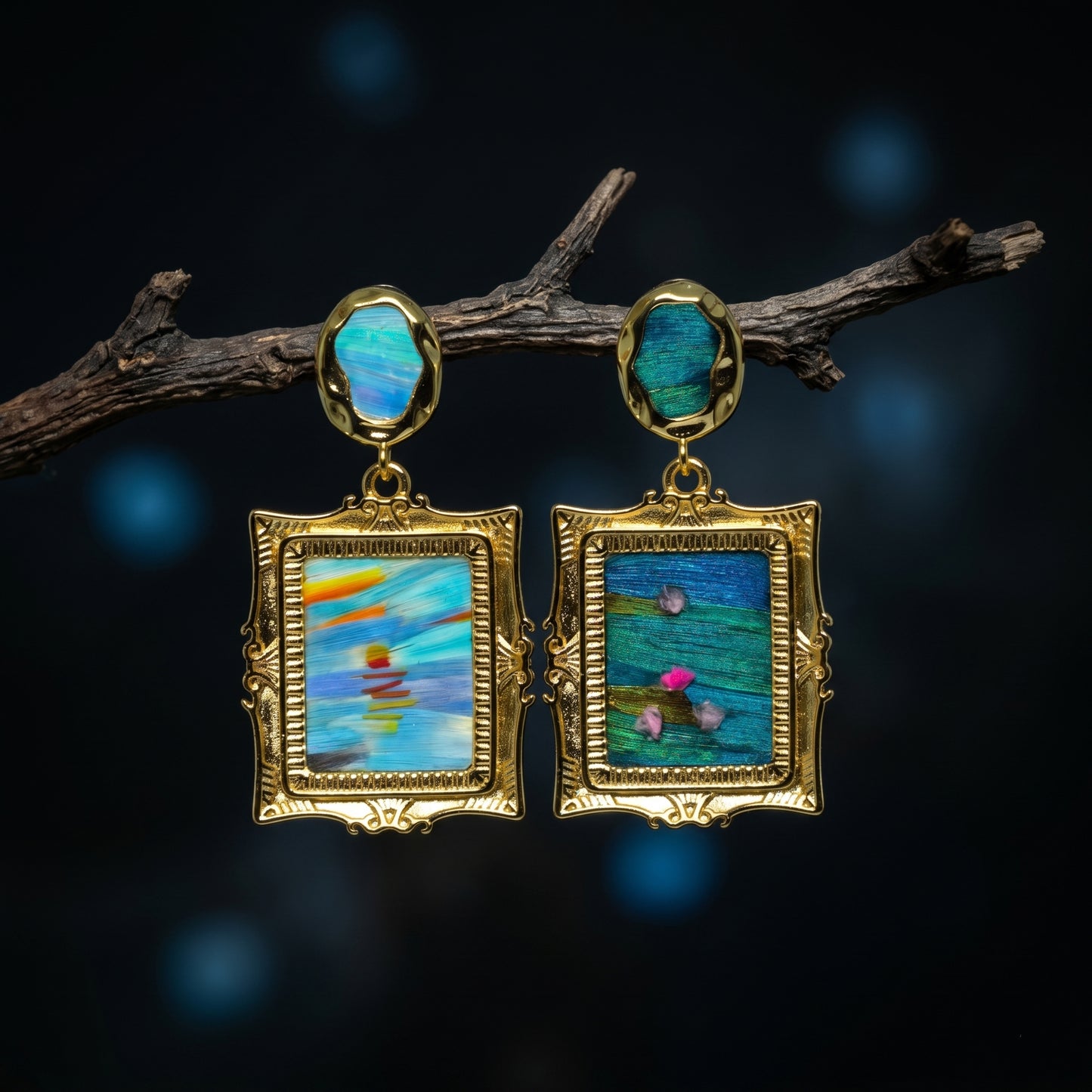Monet Feather Diptych Earrings