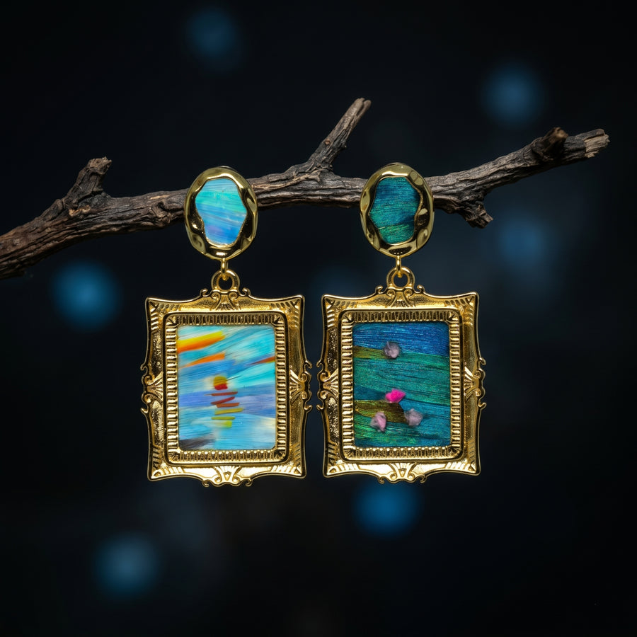 Monet Feather Diptych Earrings