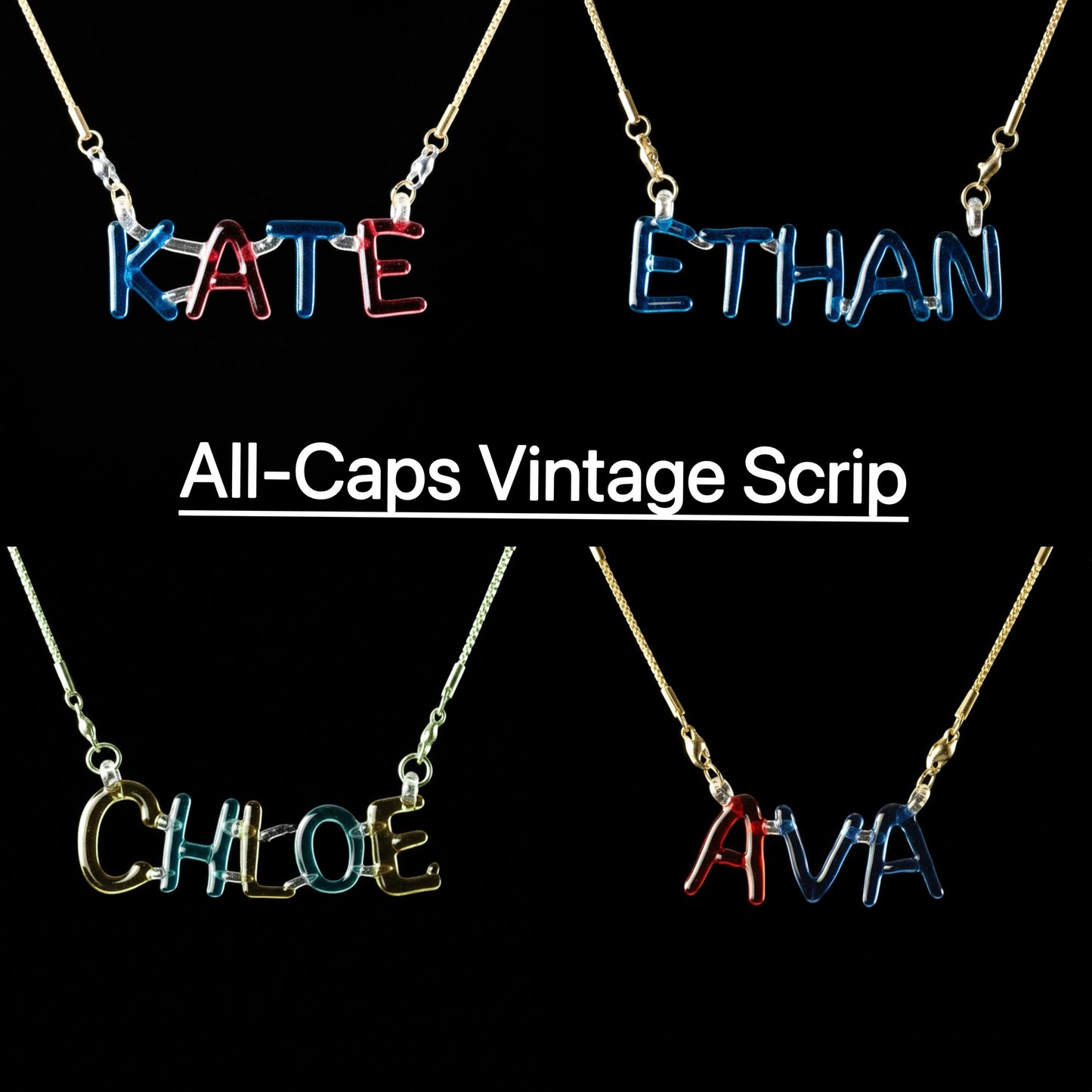 Personalized Lampwork Glass Name Necklace, Custom Sculptural Color Letter Pendant, Blown Glass Art Jewelry, Christmas Gift for Her