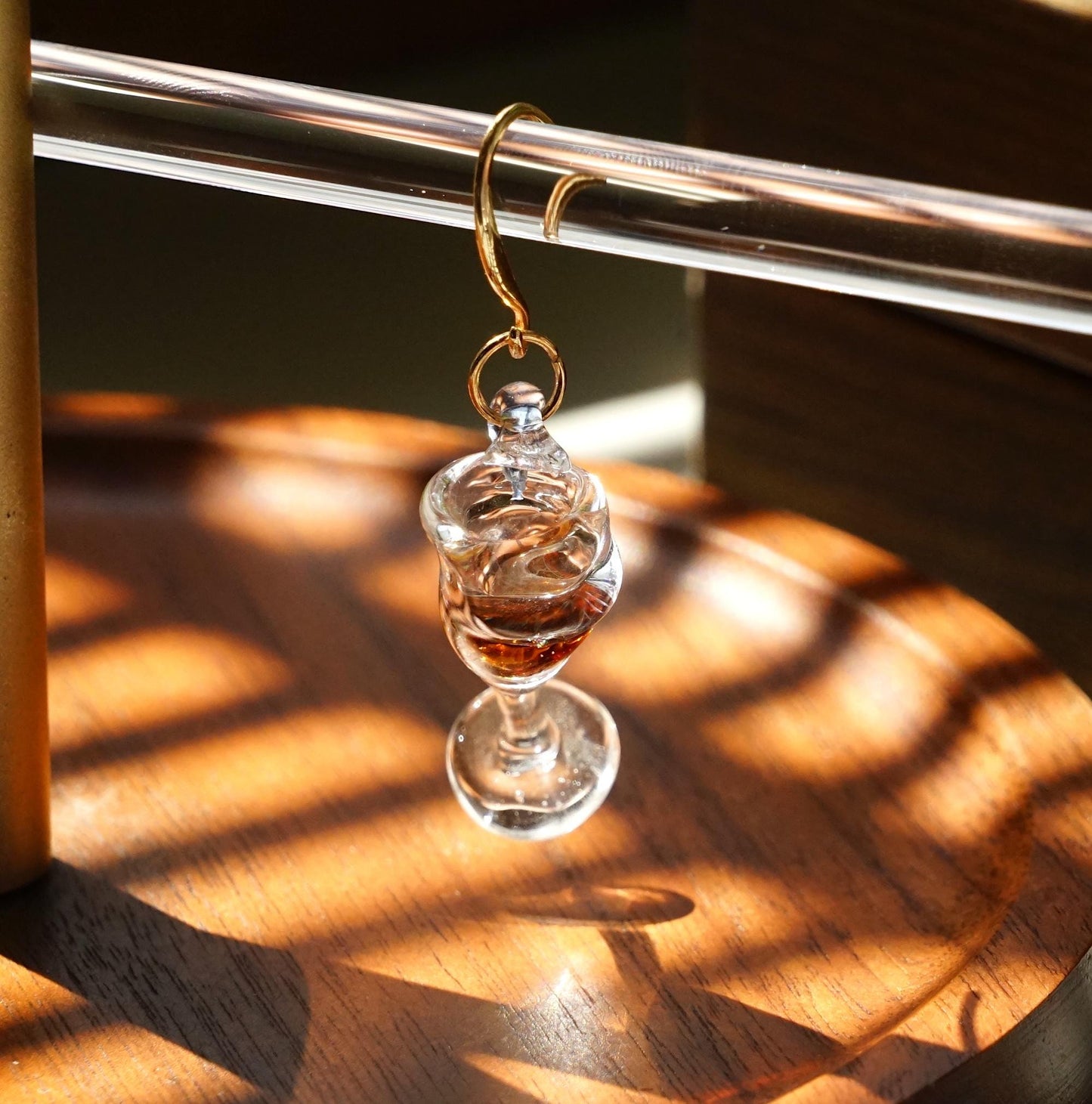 Miniature Wine Glass Earrings -Lampwork Glass Cocktail Art Jewelry -Unique Bartender Statement Gift