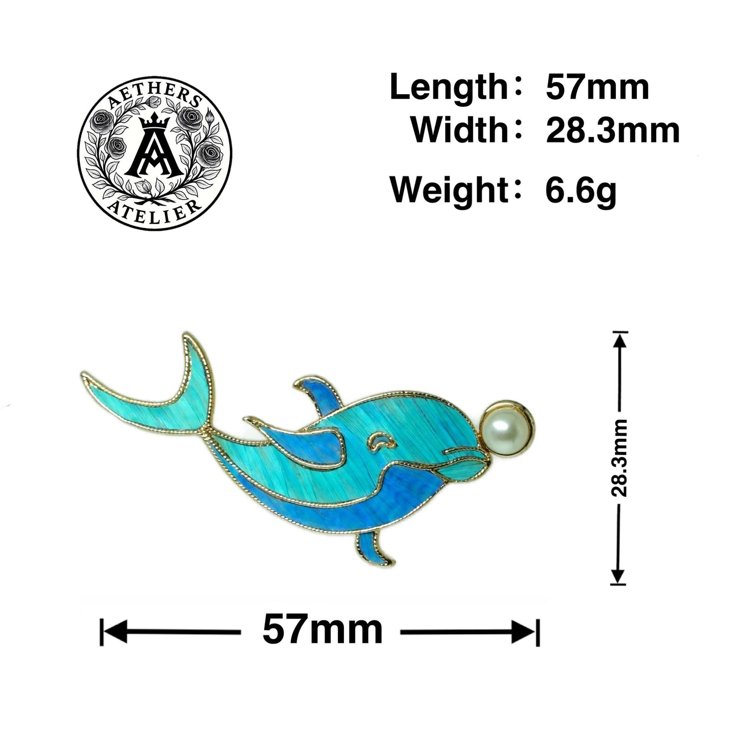 Dolphin Brooch with Pearl, Ocean Guardian Art Pin, Oceanic Collector's Art, Statement Marine Jewelry, Meaningful Gift for Her