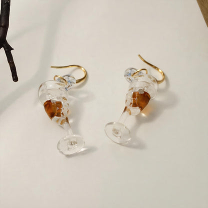 Glass Wine Glass Earrings