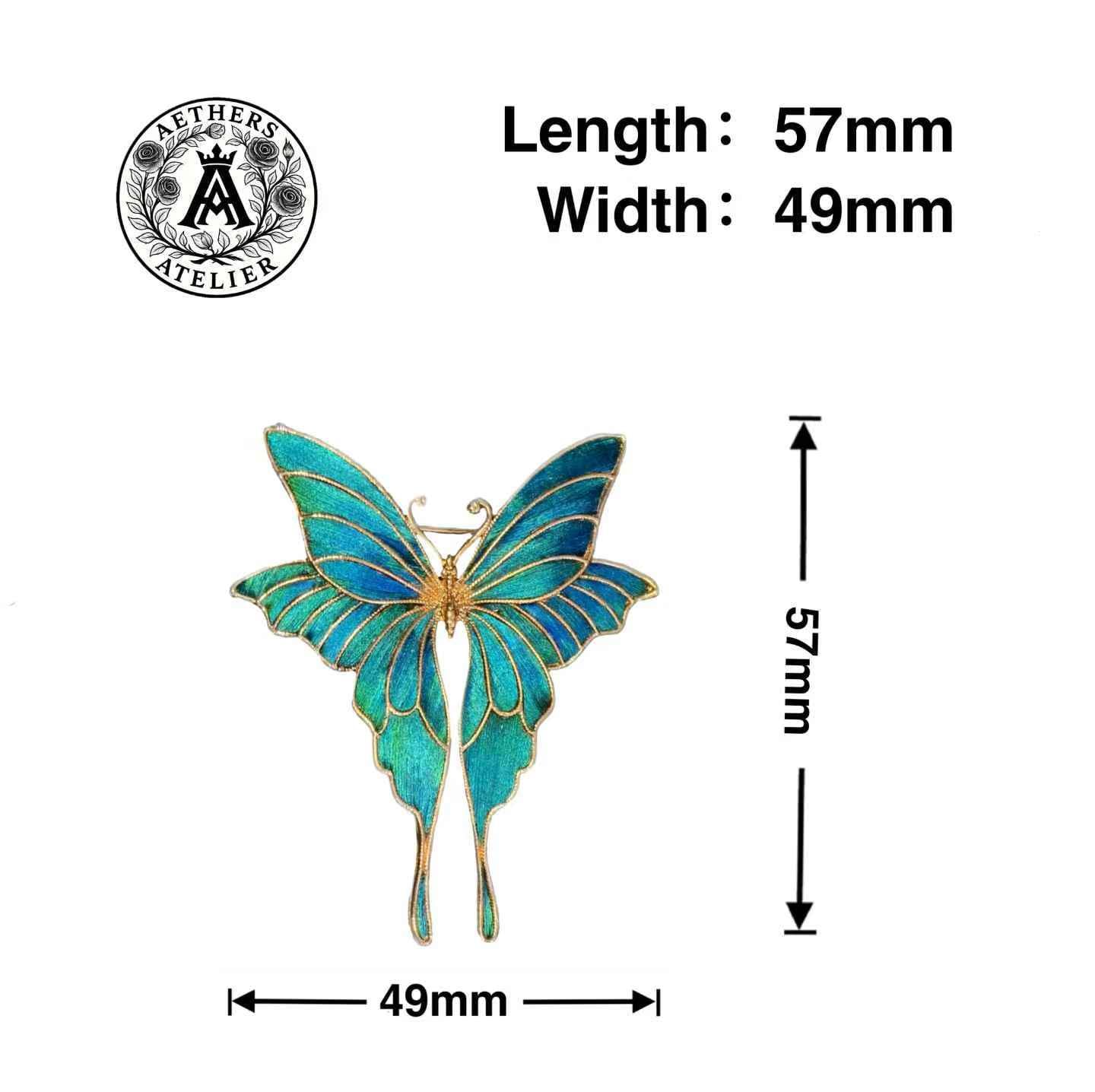 Butterfly Brooch with Peacock Feather, Meaningful Christmas Gift for Her, Gold Statement Pin, Heirloom Jewelry