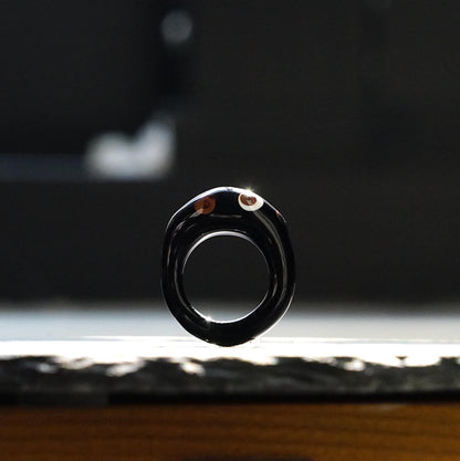 Black Polka-Dot Glass Ring