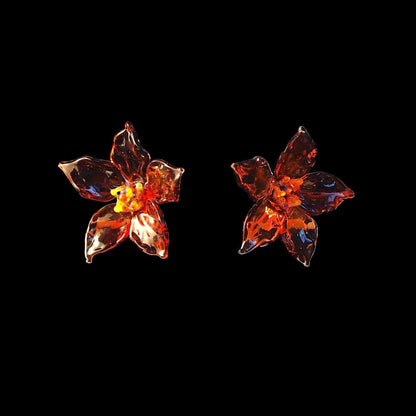 Red Flower Glass Studs