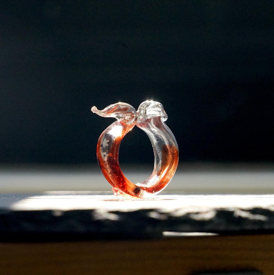 Handmade Glass Kissing Birds Ring, Lampwork Borosilicate Swan Jewelry, Red or Blue Promise Ring, Friendship Gift, Best Friend Gift