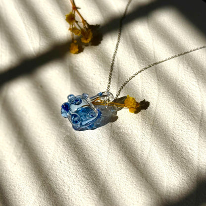 Blue Glass Mini Vase Necklace