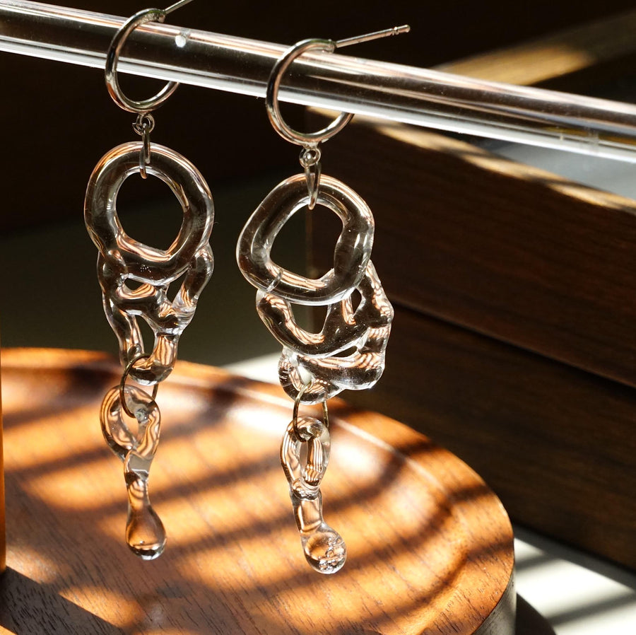 Clear Glass Chain Earrings