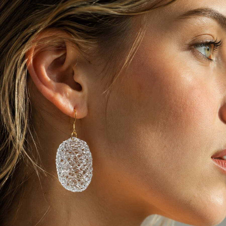 Glass Cocoon Earrings worn view