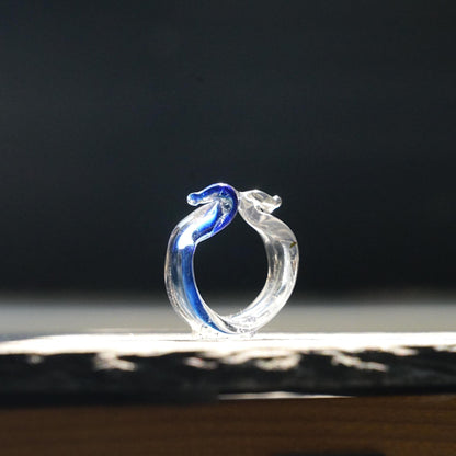 Glass Kissing Birds Ring