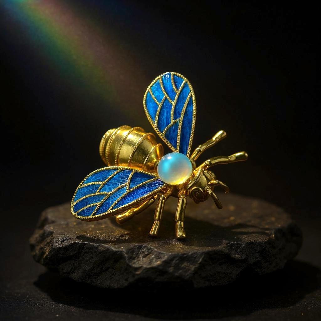 Queen Bee Brooch with Agate, Handmade Nature Inspired Insect Pin, Good Luck Charm, Meaningful Gift for Her