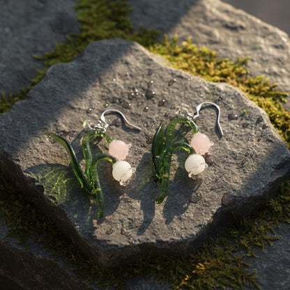 Pink & White Lily of the Valley Earrings