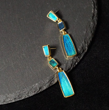 Art Deco Peacock Feather Earrings