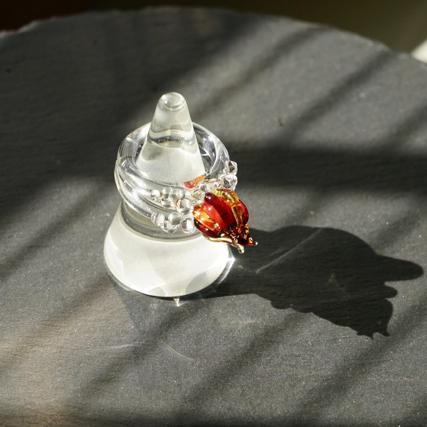 Fire and Ice Glass Ring, Chunky Red Flame Statement Jewelry, Durable Borosilicate Lampwork, Fantasy Book Lover Gift, Aelin Inspired