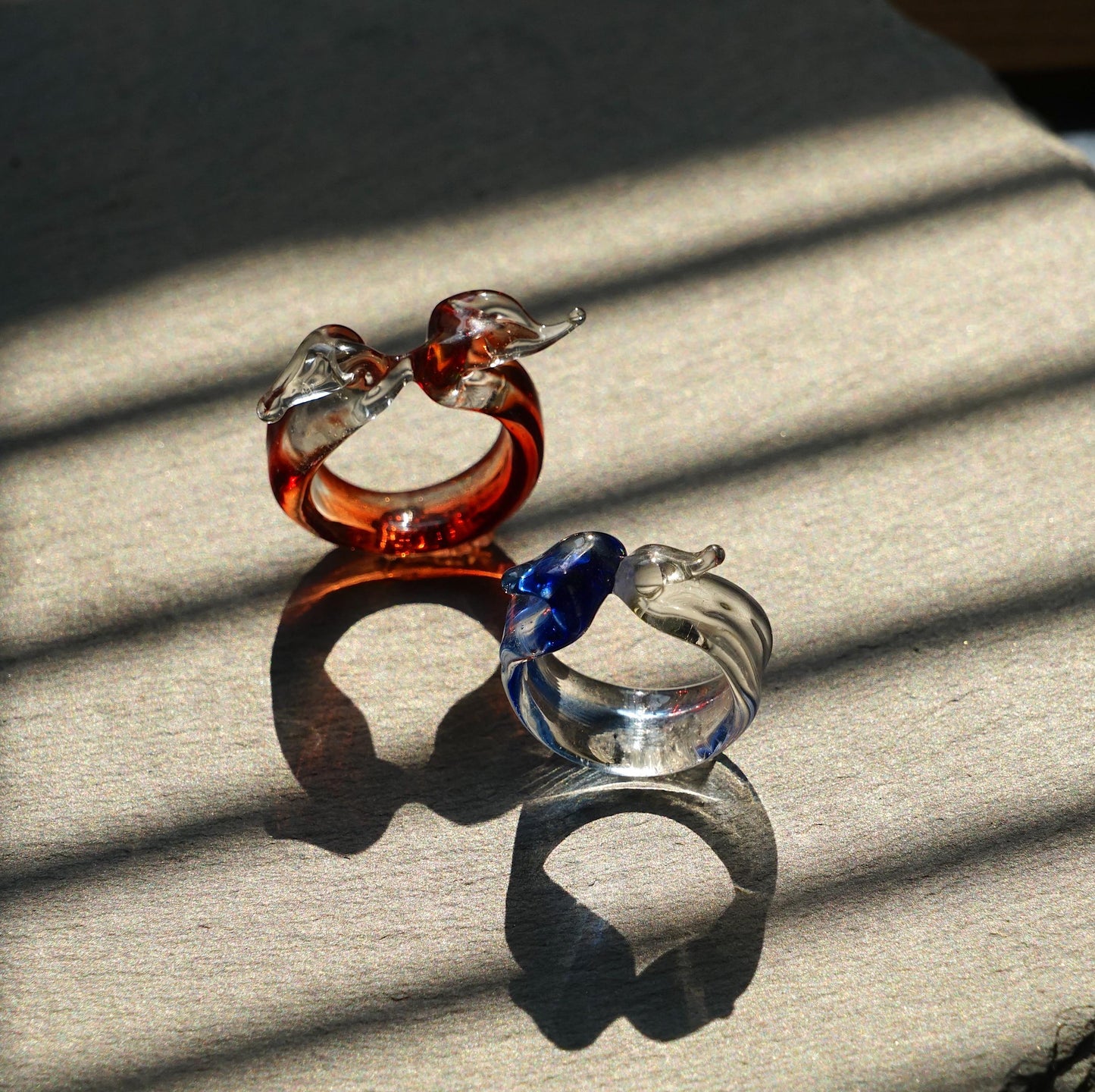 Handmade Glass Kissing Birds Ring, Lampwork Borosilicate Swan Jewelry, Red or Blue Promise Ring, Friendship Gift, Best Friend Gift