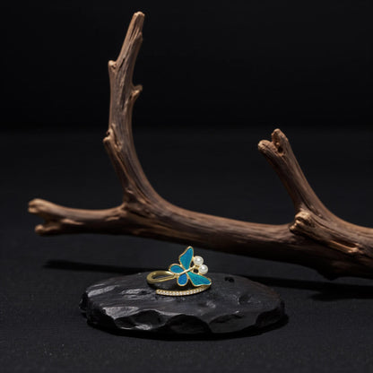 Peacock Feather Butterfly Ring