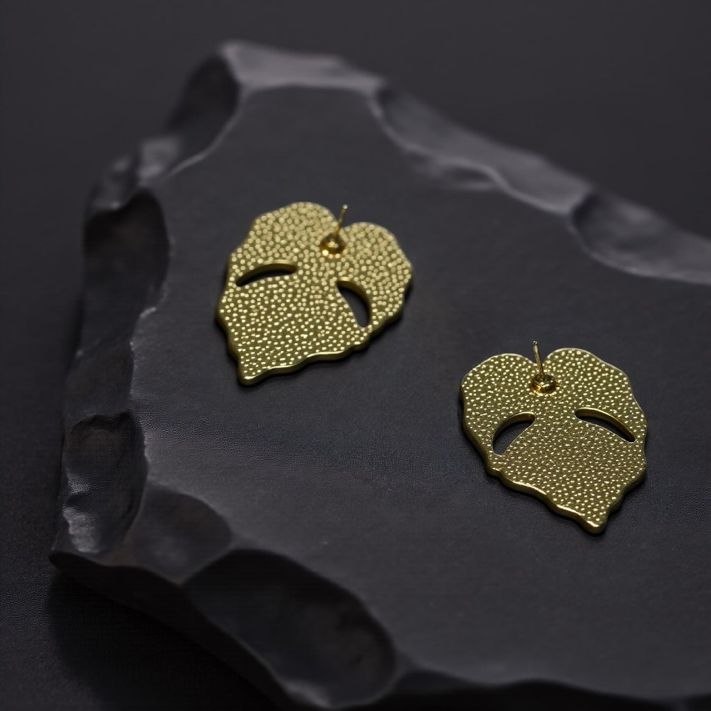 Monstera Leaf Earrings With Peacock Feather, Good Luck Charm, Unique Botanical Art Gift