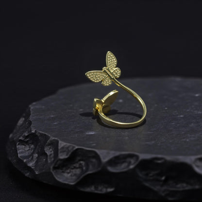 Butterfly Feather & Zirconia Ring