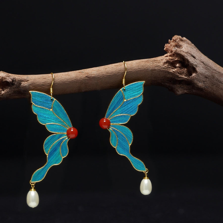 Agate Pearl Butterfly Earrings